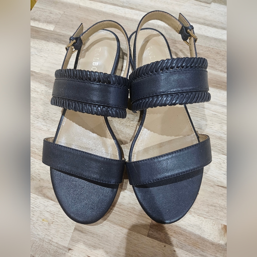 TALBOTS SANDALS, NAVY, SIZE 7